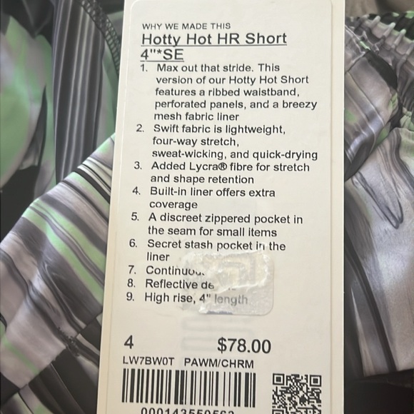 LULULEMON HOTTY HOT HR SHORT 4”SE SIZE 6 and SIZE 2 NWT - Picture 7 of 7